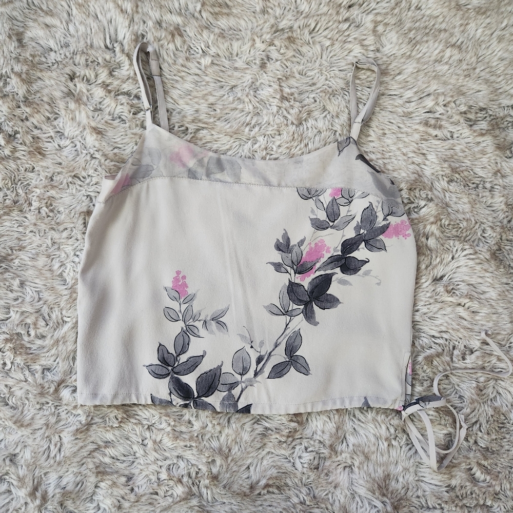 BCBG Max Azria Collectionβ Vintage Silk Tank Top Gray Floral Women's Size 2